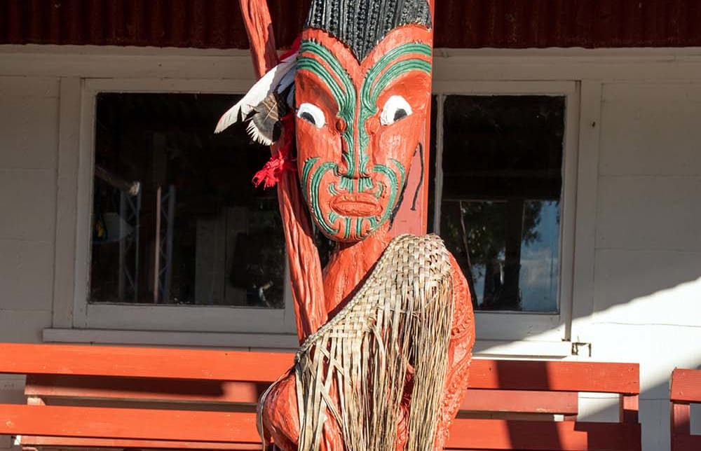 A carved pou from Terere Marae.