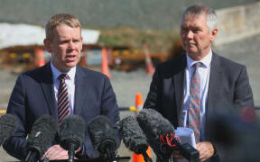 Prime Minister Chris Hipkins  announces the government's plan for land transport over the next decade, prioritising more than $20 billion of funding on 14 new roads and public transport links. Announcement made on 17 August, 2023 in Auckland.