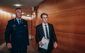 Dr Ashley Bloomfield and Police Commissioner Mike Bush.