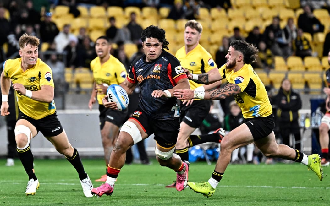 Chiefs forward Wallace Sititi in action during their Super Rugby Pacific semi-final against the Hurricanes.