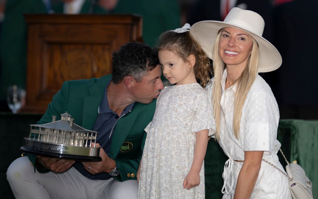 Rory McIlroy with his family after winning the US Masters.