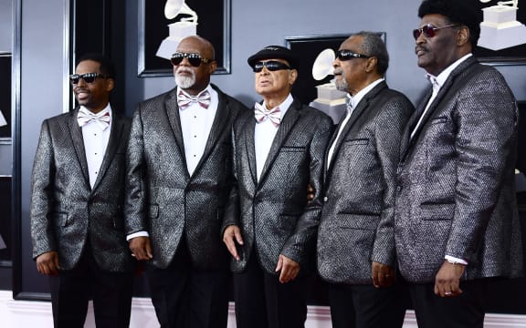 The gospel group "The Blind Boys of Alabama" arrive for the 60th Grammy Awards pre-telecast on on January 28, 2018, in New York.