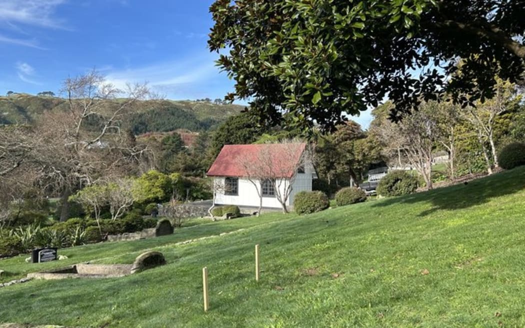Some of the pegs marking the burial places of former patients of Porirua Hospital buried in unmarked graves at Porirua Cemetery, where a memorial to them is now being created.