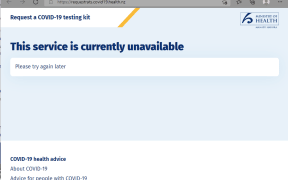 Ministry of Health's glitchy website to request Covid-19 tests. Screenshot at 2/3/22
