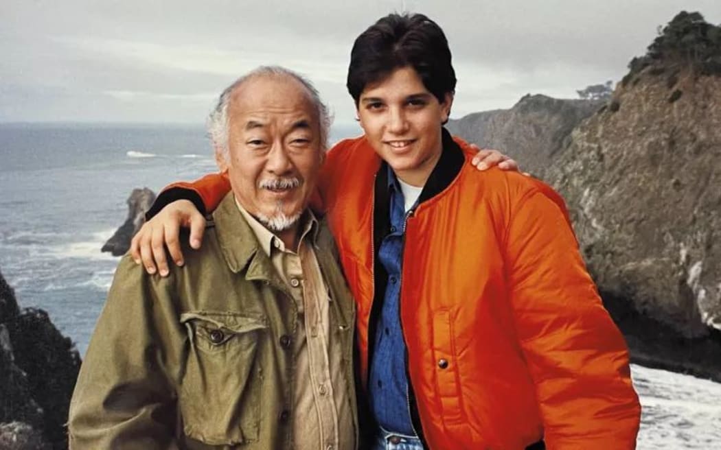 Pat Morita and Ralph Macchio