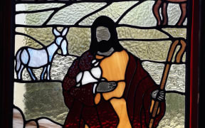 Stained glass window at Aokautere Church