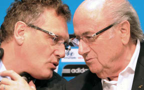 Sepp Joseph Blatter speaking with  Jerome Valcke in 2014.