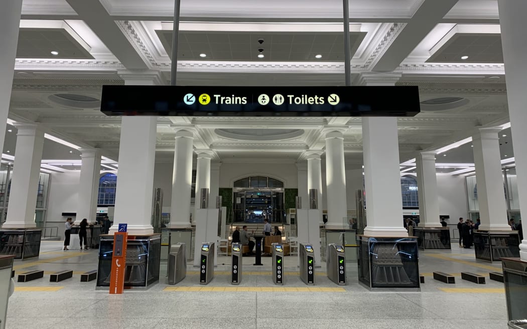 The entrance to Britomart Train Station through the Chief Post Office.
