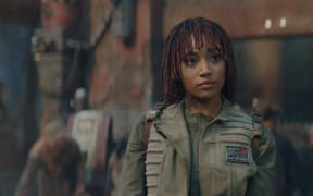 (L-R): Osha Aniseya (Amandla Stenberg) and the Stranger in Lucasfilm's THE ACOLYTE, season one, exclusively on Disney+. ©2024 Lucasfilm Ltd. & TM. All Rights Reserved.
