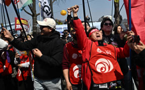 Anti-Yoon protesters react after the Constitutional Court's verdict on the impeachment of South Korea president Yoon Suk Yeol, in Seoul, on 4 April, 2025.