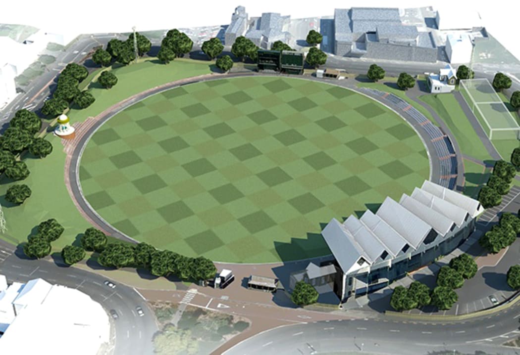 An artist's impression of the re-developed Basin Reserve in Wellington.