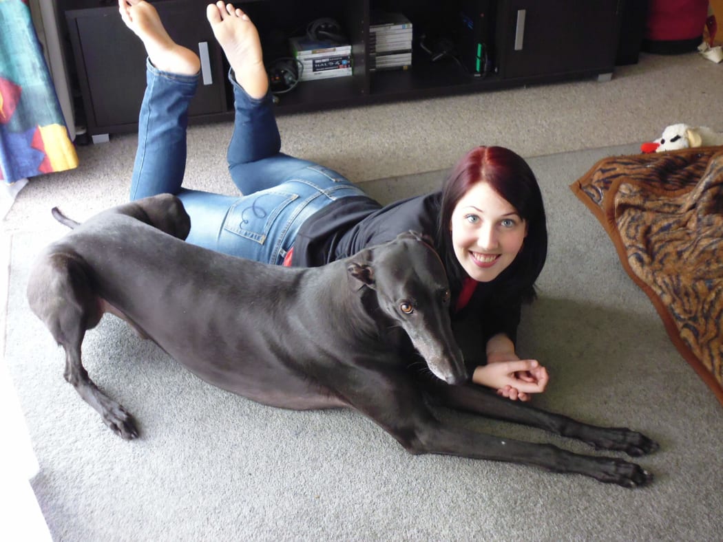 Vet Erin Dowler and her greyhound Dante