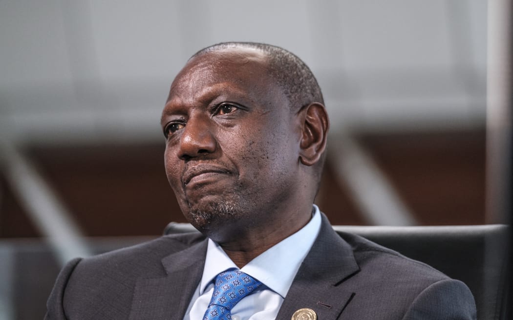 Kenya’s President William Ruto looks on during an interview at the 36th Ordinary Session of the Assembly of the African Union (AU) at the African Union headquarters in Addis Ababa, on February 19, 2023. (Photo by EDUARDO SOTERAS / AFP)