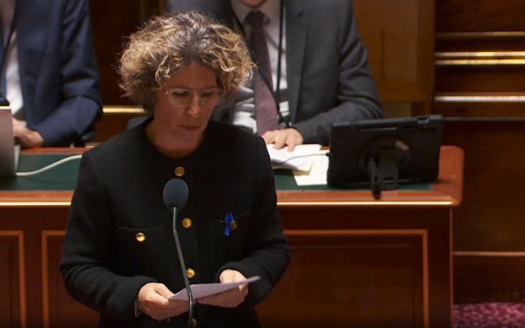 French delegate minister for overseas Marie Guévenoux speaks before the French Senate on 2 April 2024 - Photo screenshot Sénat.fr