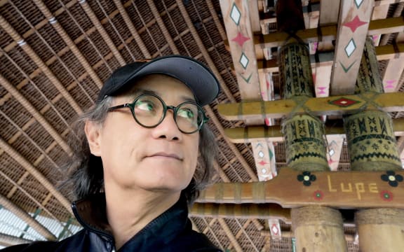 Associate Professor Albert L Refiti at the traditional Fale Samoa at Unitec School of Architecture, the first traditional Samoan house built in New Zealand