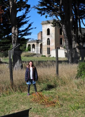 Stephen Parker says he and his two daughters have have been exploring the local golf course, Cargill's Castle (picture) and walking on the local beach.