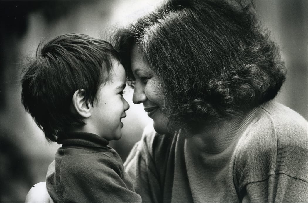 Film-maker Merata Mita and her son Hepi, 3.