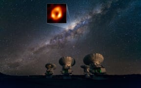 the Atacama Large Millimeter/submillimeter Array (ALMA) looking up at the Milky Way as well as the location of Sagittarius A*