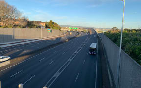 There are barely any cars on the Auckland's motorways, which would usually be bumper tp bumper on a Monday morning.