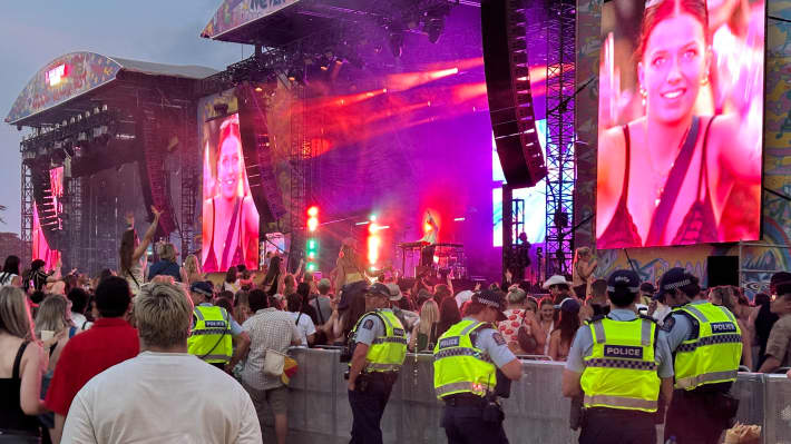 Police at Laneway festival in Auckland, 2025.