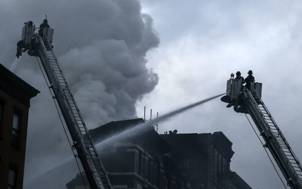 New York firefighters battle the blaze