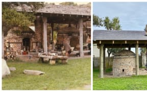 Te Horo kiln before (L) and after (R) restoration