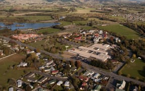 Aerial view of Masterton, including rural hospital.