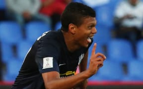Aukland City FC forward Ryan De Vries (10) celebrates his goal.