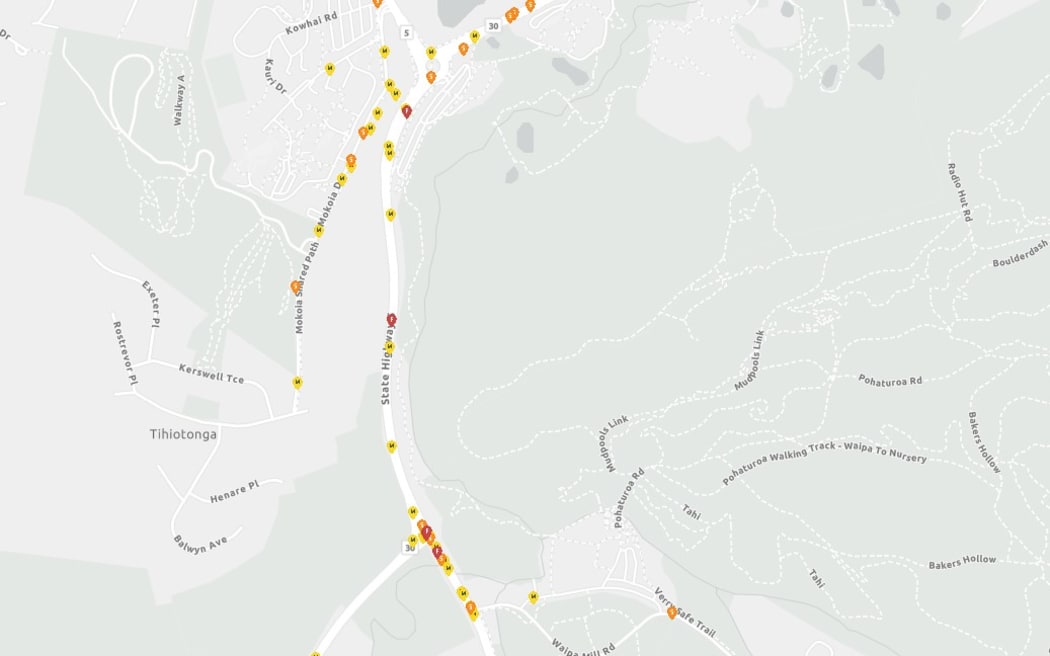 State Highway 5 and surrounds minor, serious and fatal crashes reported to Police since 1980.