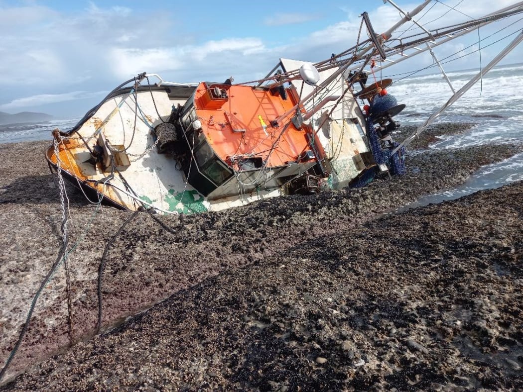 Fishing vessel the FV Mistral ran aground at Kaihoka Point near Farewell Spit at the top of the South Island in July, with concerns heavy oil, hydraulic fluid and diesel fuel could contaminate the remote coastline.