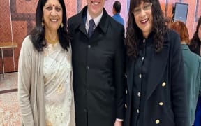 Dame Ranjna Patel, Chris Hipkins, and the Labour's ethnic communities spokesperson Jenny Salesa.
