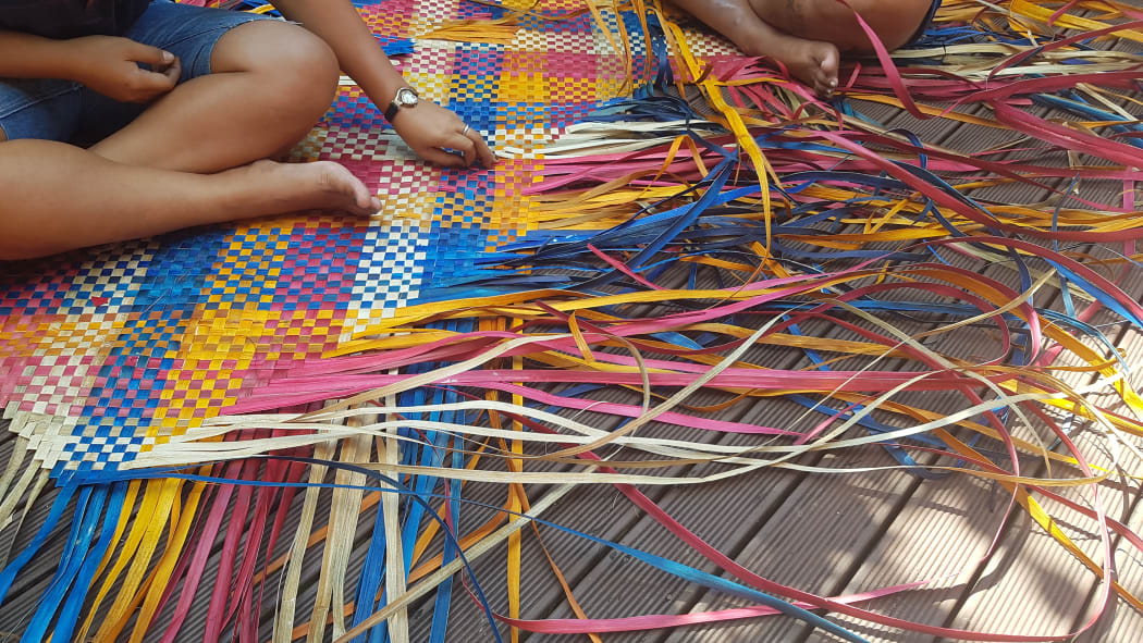 Traditional Samoan mat weaving
