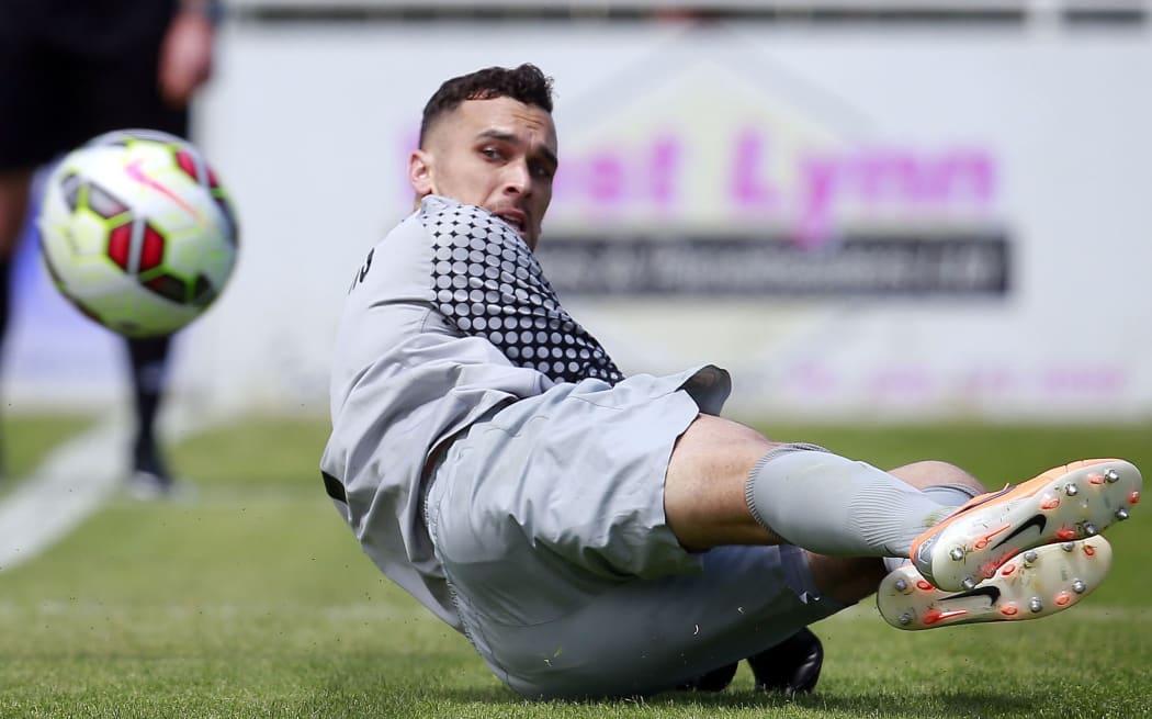 The Auckland City goalkeeper Tamati Williams in action.