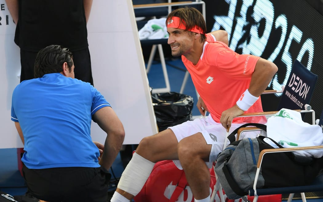 Spain's David Ferrer retires injured.