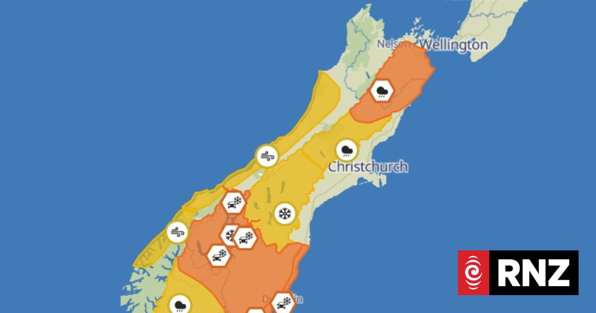 Rain, snow warnings take effect for parts of South Island