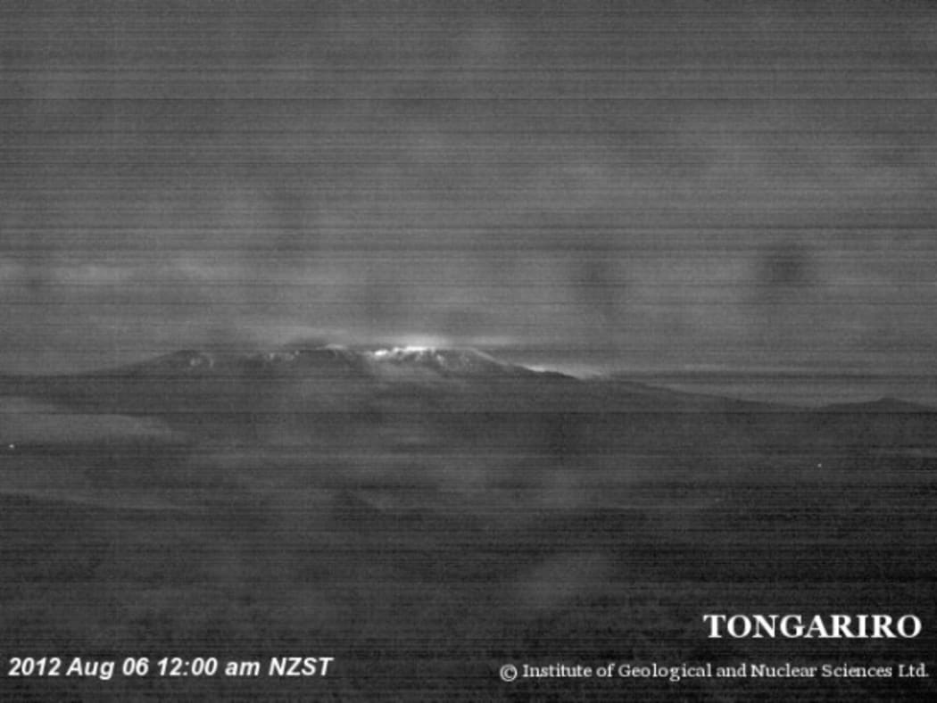 A GNS Science webcam image of Mt Tongariro at midnight on Monday night.