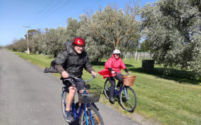 Cycling into the headwind in Martinborough.
