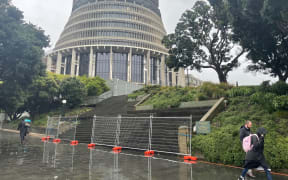 Fencing and bollards were being set up and roads closed around the parliamentary precinct on Wednesday 27 September 2023 ahead of planned protests.