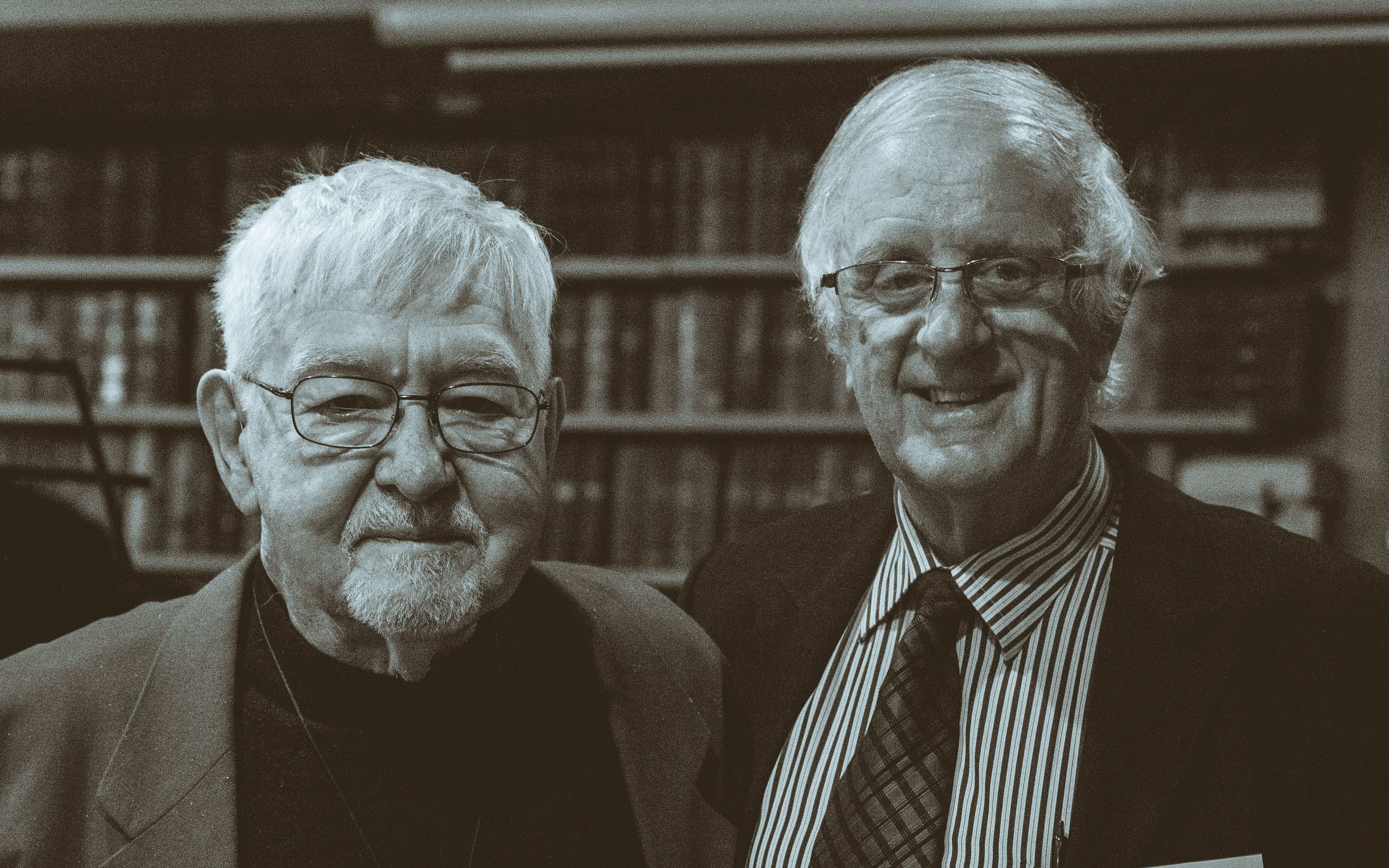 Haydn Sherley tribute organiser John Joyce and Wellington Jazz Club president Michael Bain.