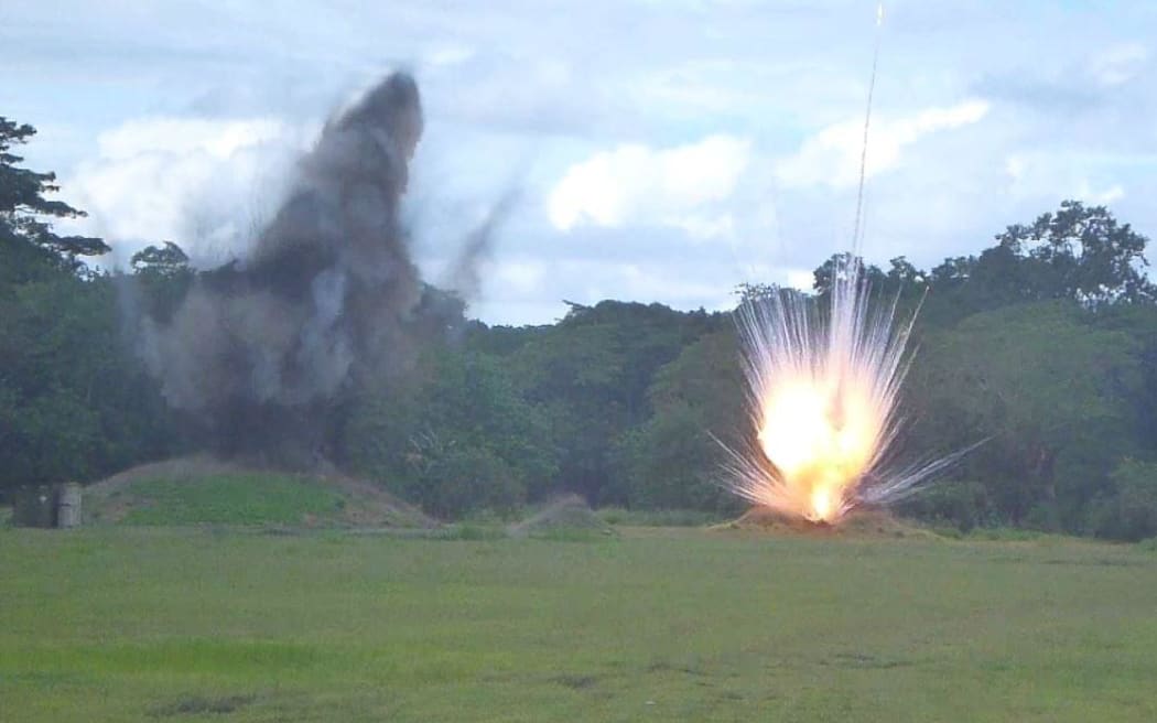 Unexploded WW2 bombs being detonated at Hells Point.