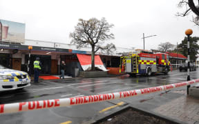 A police cordon on Main Street, Upper Hutt, where a man died on Wednesday evening, 4 September 2019.
