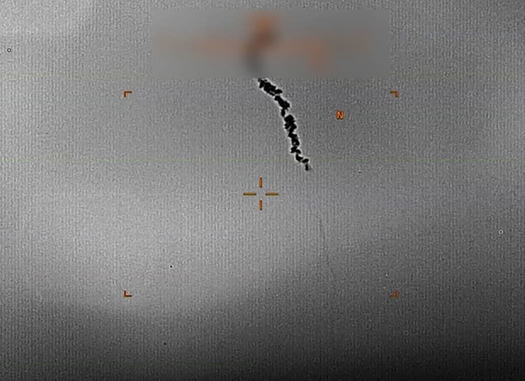This US Department of Defense handout shows a smoke trail that was left after a US Global Hawk drone was shot down over the Gulf of Oman.