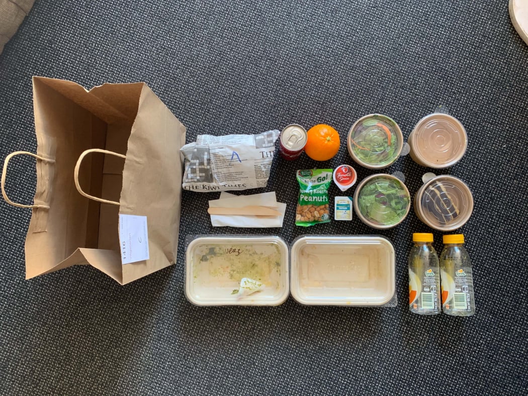Meal packaging in managed isolation.
