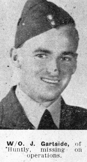 Warrant Officer John Gartside of Huntly, died when his plane crashed over the Mediterranean Sea in 1943.