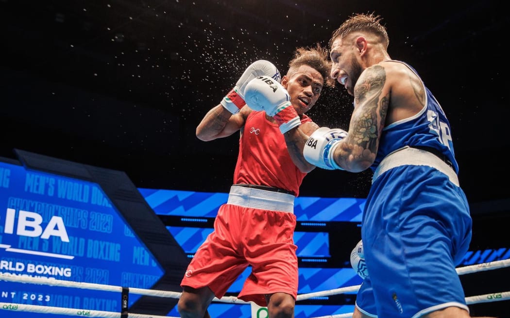 Fiji's Mikaele Ravalaca Junior met Spaniard Samuel Carmona in their featherweight IBA World Boxing Championship bout. Mikaele lost a close contest by points.