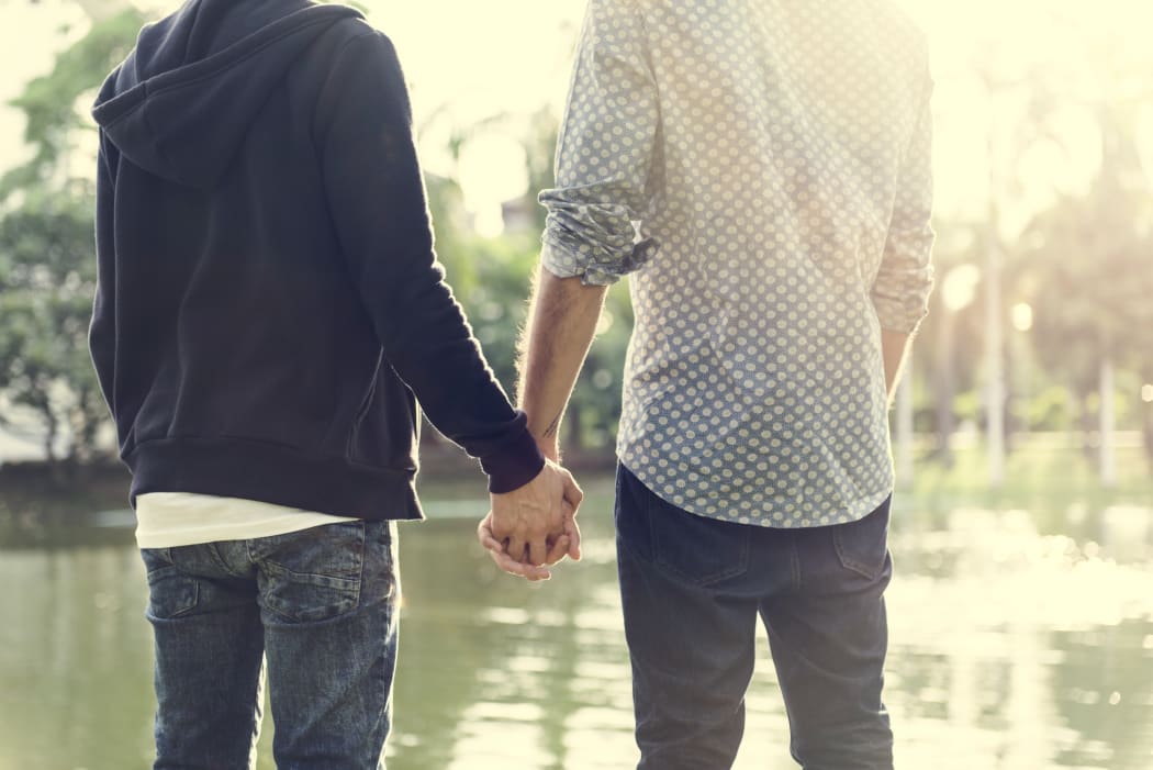 Gay Couple Love Outdoors Concept