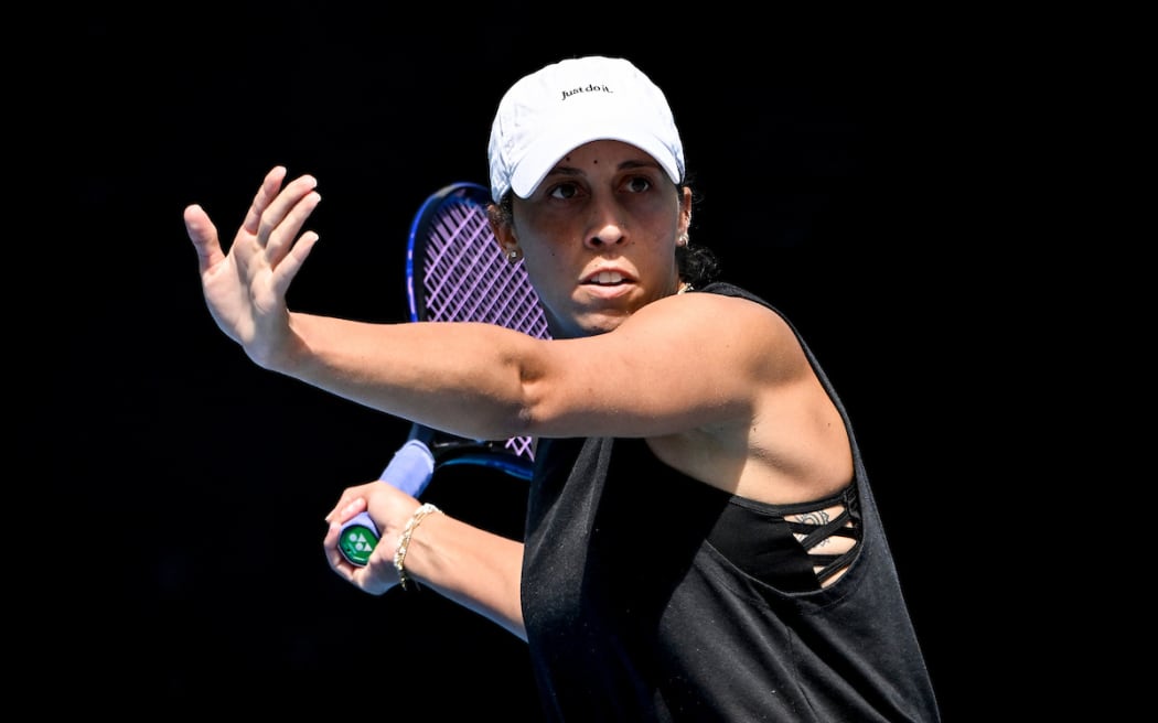 Madison Keys (USA) during a practice session at Manuka Doctor Arena, Auckland.