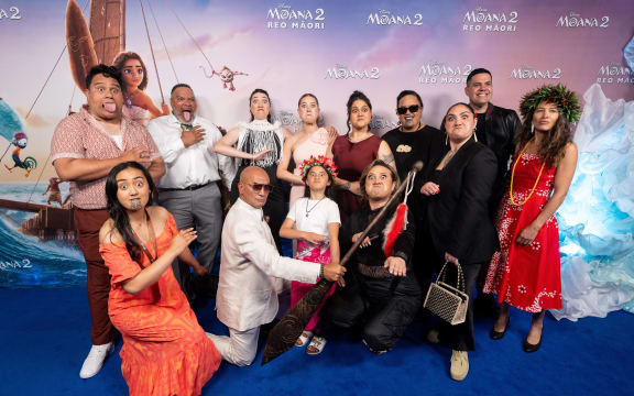 Moana 2 Reo Māori cast at the historic dual premiere of the Māori and Pākeha film.