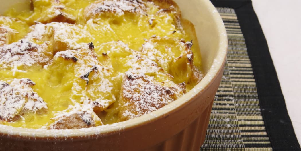 Lemon custard bread and butter pudding
