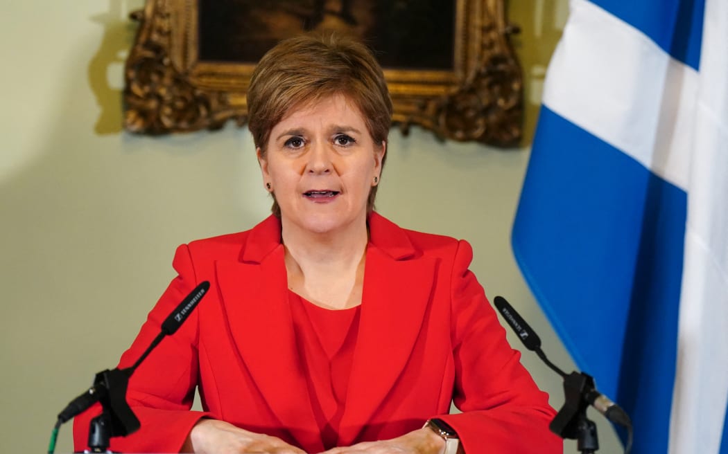 Scotland's First Minister, and leader of the Scottish National Party (SNP), Nicola Sturgeon, speaks during a press conference at Bute House in Edinburgh where she announced she will stand down as First Minister, in Edinburgh on February 15, 2023. - Scotland's First Minister Nicola Sturgeon announced Wednesday her resignation after more than eight years leading its devolved government, in a shock move jolting British politics on both sides of the border. (Photo by Jane Barlow / POOL / AFP)
